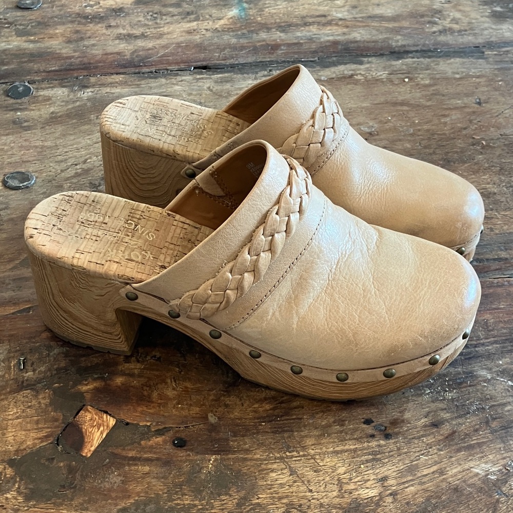 Kork-Ease Tan Braided Leather Clog Mules